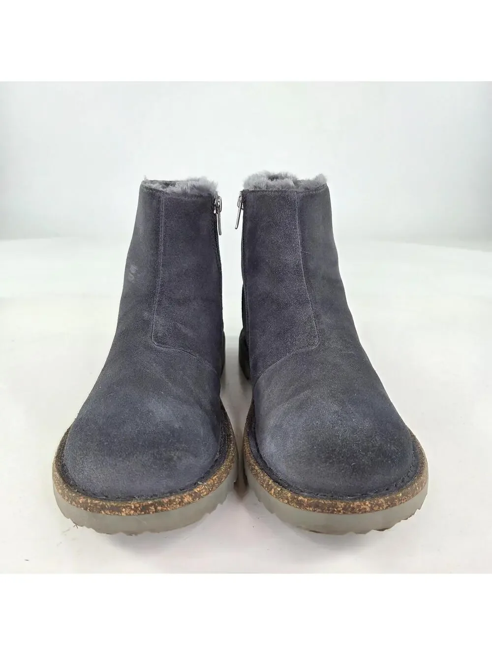 Birkenstock Melrose Zip boots US 7 Womens Blue Suede Fur-Lined Booties